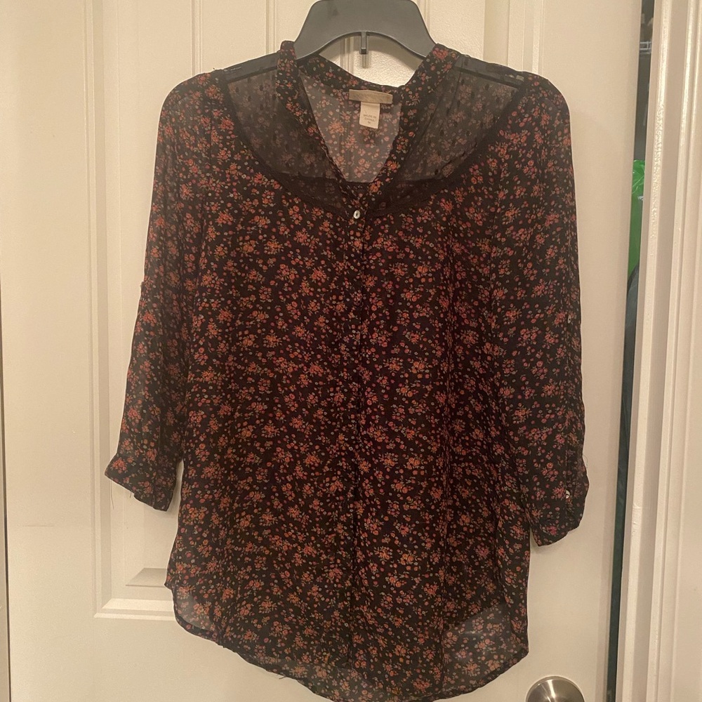 Pretty Rebellious Black and Red Floral Blouse